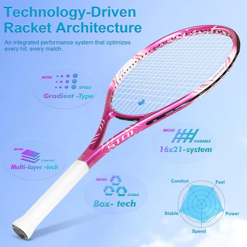 SIMTION 27 Inch Tennis Rackets Set, 2 Player Pre-StrungTennis Racquets for Adults, 2 Overgrip Tapes, 3 Balls, 2 Wristbands and Carrying Bag, for Beginner and Professional - Image 4